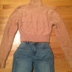 Fuzzy, plush, cropped sweater